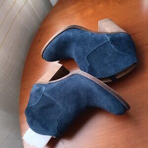 Women's Lucky Brand Navy Blue Suede Western Booties